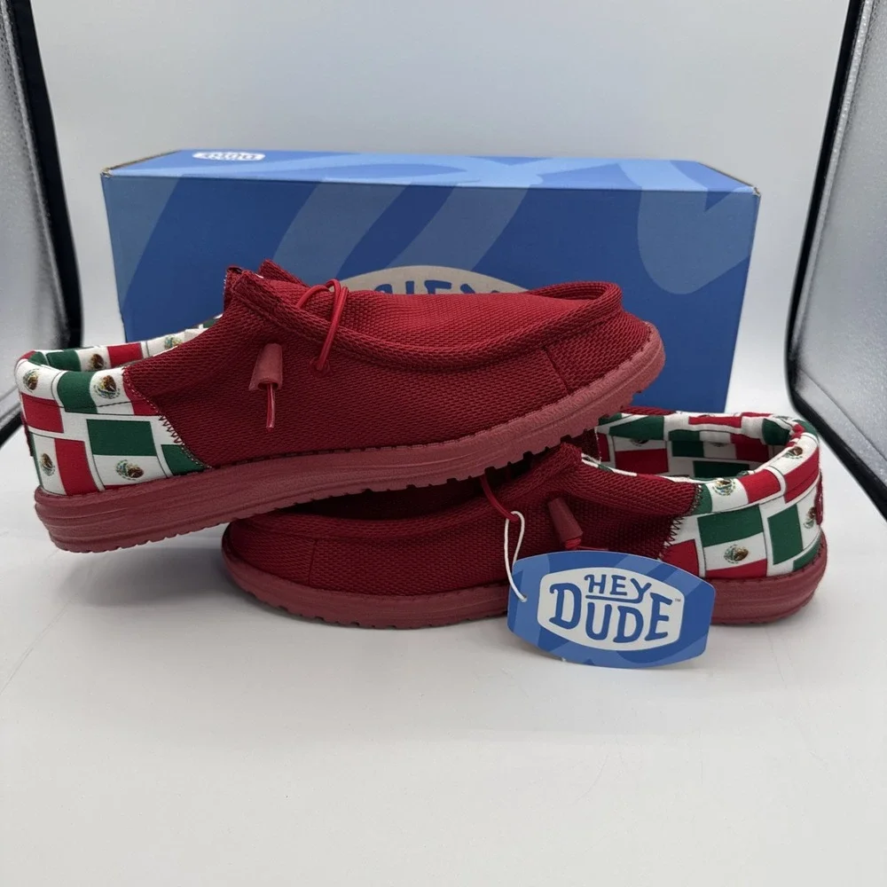 Hey Dude Wally‎ Funk Red Mexican Flag Shoes Men Size 12 Slip On 42285-6WE